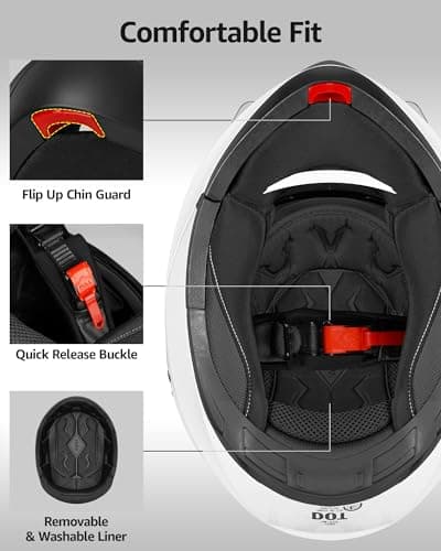 Motorcycle Modular Full Face Helmet DOT Approved - YEMA Helmet YM-925 Motorbike Casco Moto Moped Street Bike Racing Helmet with Sun Visor for Adult Youth Men and Women