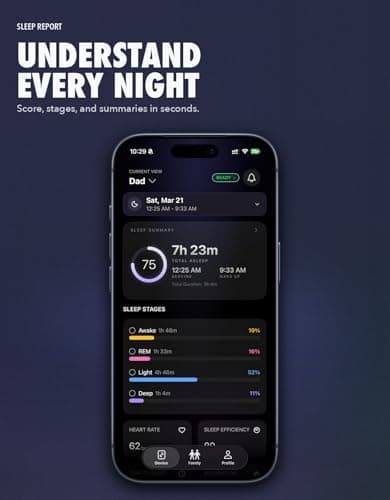 Non-Wearable Contactless Sleep Tracker & Sleep Monitor Device for Adults and Kids | No Subscription, Heart Rate, Breathing & Sleep Stage, Real-Time Monitoring, Smart Alarm