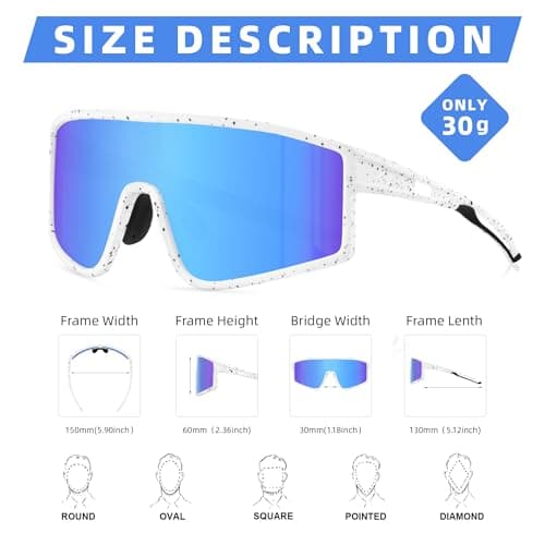 Kegrimi Sports Baseball Cycling Sunglasses for Men: Polarized Sunglasses for Women Youth UV400 Protection Running