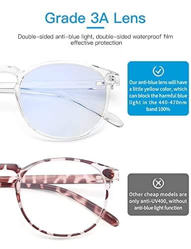 CNLO Blue Light Blocking Glasses,Computer Glasses,Anti Eyestrain, Lightweight Frame Eyeglasses,Men/Women… (Crystal)