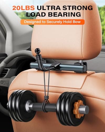 A2C Bow Hanger for Truck, Aluminum Headrest Bow Hanger Set with 6.5" Foldable Arm to Hold & Protect Bow, Truck Bow Holder Holds Recurve/Compound Bows & Hunting Gear fits Truck/SUV/Car