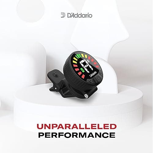 D'Addario Nexxus 360 Rechargeable Guitar Tuner - Clip On Guitar Tuner - Acoustic Guitar Tuner - Electric Guitar Tuner - 24 Hours of Tuning Time per Charge - Rotates 360-degrees