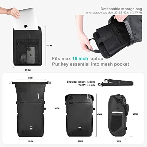 Rhinowalk Bike Pannier Bag Waterproof 22L Bicycle Rear Rack Trunk Bag for Cycling Bicycling Traveling Riding