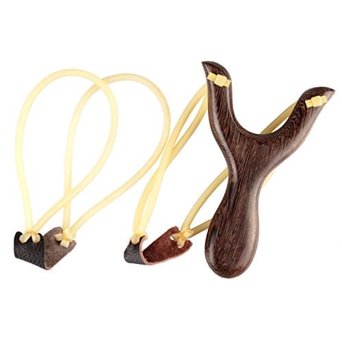 BASUNE Solid Wooden Slingshot with Classic Construction Hunting Slingshot for Catapult Game, Outdoor, Hunting-for Adult (Deep Brown)