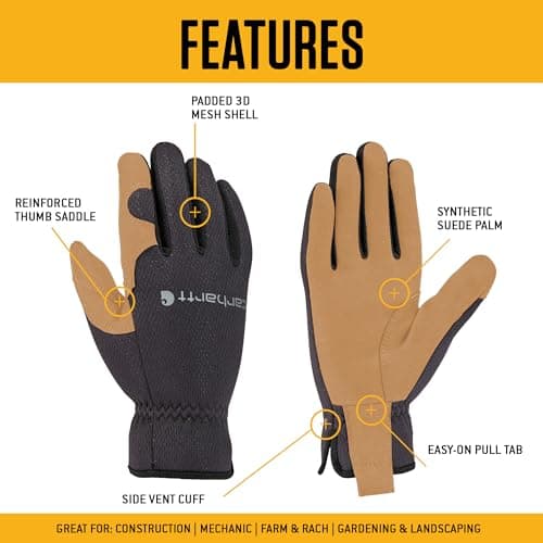 Carhartt Men's GD0794M High Dexterity Open Cuff Glove