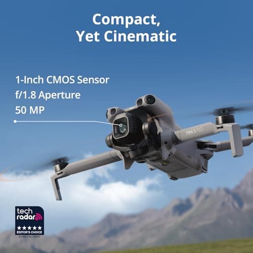 DJI Mini 5 Pro Fly More Combo Plus with DJI RC 2, Drone with Camera, 1-Inch CMOS, 4K Drone for Beginners, Obstacle Sensing, ActiveTrack 360°, 225° Gimbal Rotation, Extended Battery Life