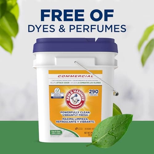 Arm & Hammer Powder Laundry Detergent, Professional Soap for Washing Clothes, 290 Loads, Free and Clear, Bulk 18lb Pail