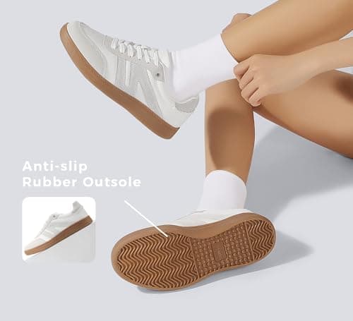 LUCKY STEP Women Classic Retro Gum Sole Fashion Sneakers Casual Tennis Skate Shoe Genuine Leather Walking Footwear Anti Slip Trainers