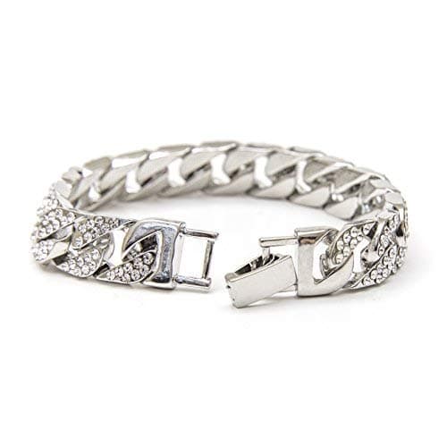 Charles Raymond Bling-ed Out Silver Round Luxury Mens Watch w/Bling-ed Out Bracelet - L0504B