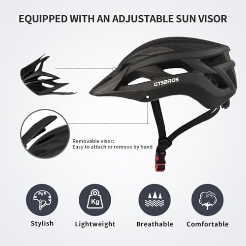Bike Helmet with Visor for Men Women – Lightweight Road & Mountain Bicycle Helmet – Adjustable Adult Cycling Helmet for Commuting, MTB & E-Bike, CPSC Certified