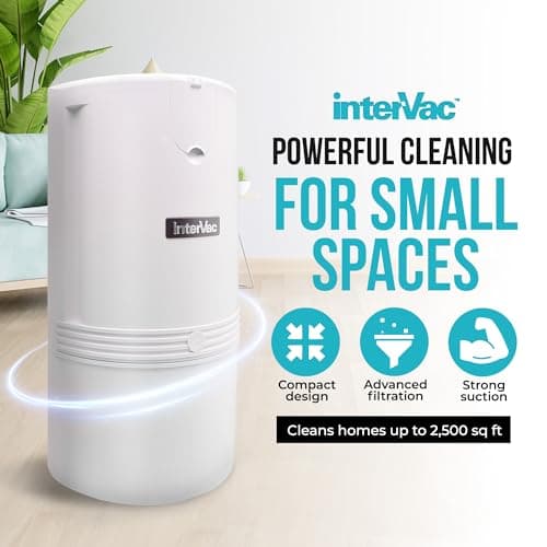 InterVac CondoVac Wall-Mounted Central Vacuum System | UL-Certified, Made in USA | Compact Built-in Vacuum for Condos, Townhomes, Apartments, and Garages