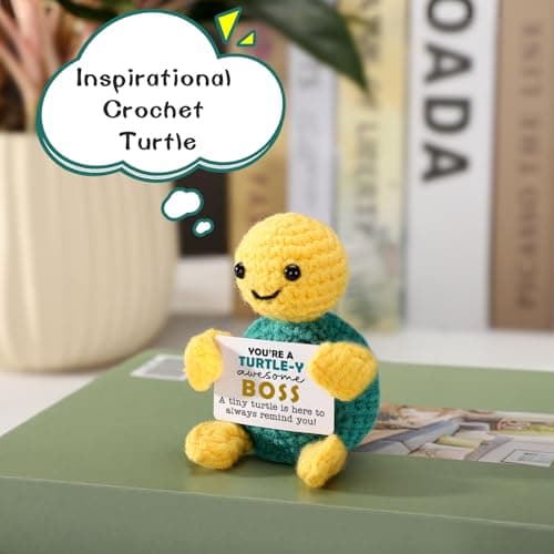 Christmas Boss Gifts, Funny White Elephant Turtle Boss Gifts for Women Men, Boss Lady Female Male from Employee Coworkers Birthday Gift for Supervisor Manager, Cute Handmade Crochet Turtle