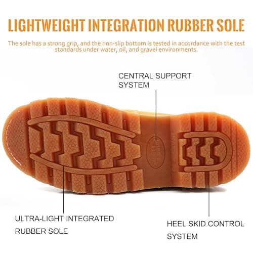 SAFETY LOONG Work Boots for Men Waterproof Soft Toe Non Slip Comfortable Leather Workboots