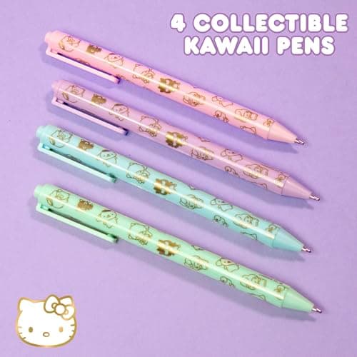 Horizon Group USA Hello Kitty & Friends 4-Piece Pen Set, My Melody, Kuromi, School and Office Supplies, Stationery