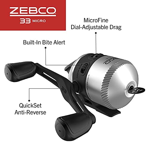 Zebco 33 Micro Spincast Reel and 2-Piece Fishing Rod Combo, 4.5-Foot Rod with Bonus Tackle Pack, QuickSet Anti-Reverse Fishing Reel with Bite Alert