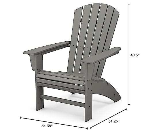 Polywood Nautical Curveback Adirondack Chair, HDPE Outdoor Patio Furniture for Deck, Pool, Garden, Made in USA
