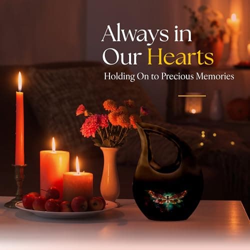 Dragonfly Burial Keepsake Urns for Adult Male Female Ashes, Black Handcrafted Cremation Urn for Human Ashes, Drop Remembrance Gift for Loss, Burial Cremains Container, 3 Inches B0FFTCTN32
