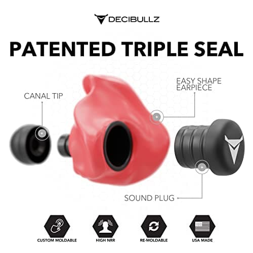 Decibullz - Custom Molded Earplugs, 31dB Highest NRR, Comfortable Hearing Protection for Shooting, Travel, Work and Concerts