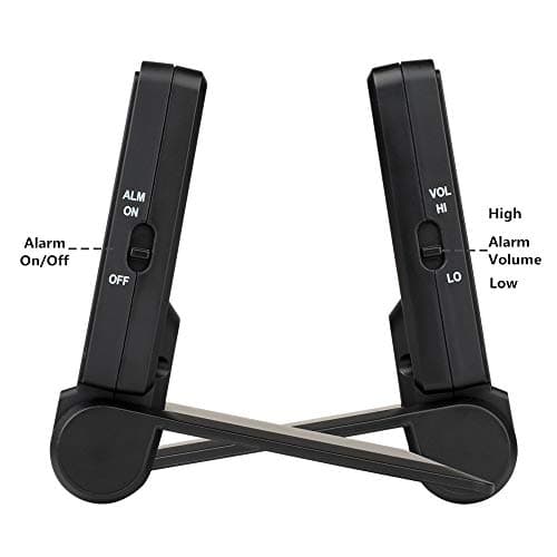 FAMICOZY Compact Digital Travel Alarm Clock with High/Low Volume Options,Simple to Set,Easy to Read,Bold Digits,Snooze Backlight,Quality Construction,2 AAA Battery Operated,Black