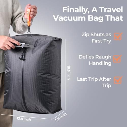 Classic Series Vacuum Bags for Travel Luggage with Wireless Pump, Compression Bags for Carry On Suitcases and Backpack, Vacuum Seal Packing cube for Cloth Packing (2PC + PUMP)