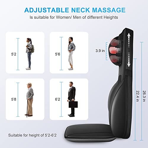 COMFIER Shiatsu Back Massager with Heat, Deep Kneading & Rolling Massage Chair Pad, Chair Massager for Office Home Use Father Day Gifts for man