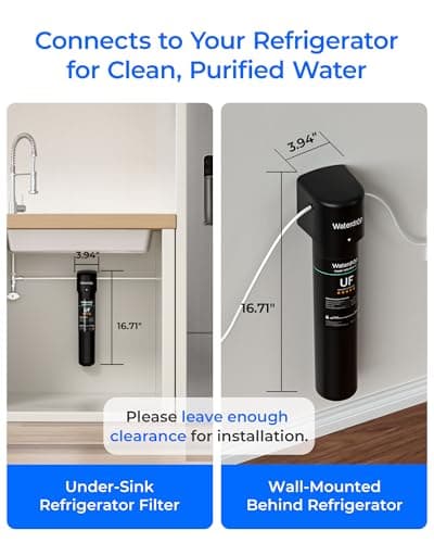 Waterdrop 15UC-UF 0.01 μm Inline Water Filter for Refrigerator, 2 Years, In Line Water Filter for Icemaker, Ideal for Ice Maker, RV, Refrigerator, 1/4 inch Direct Connect, NSF/ANSI 42 Certified