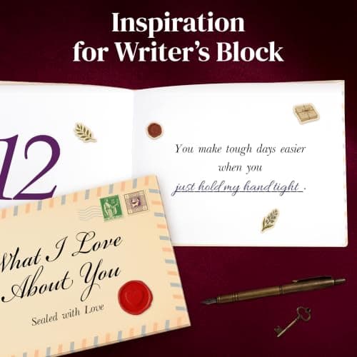 Fill in the Blank Book for Boyfriend Girlfriend, Personalized Anniversary, Christmas and Birthday Gifts for Men Women What I Love About You Book for Couples - Valentines Day Gifts for Him, Her