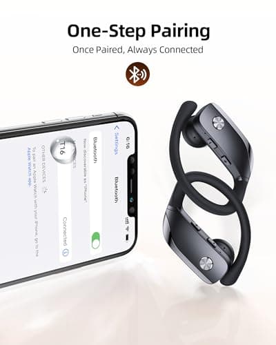 bmanl Wireless Earbuds Bluetooth Headphones Over Ear Hooks Ear Buds with 80H Playtime, LED Power Display, Dual Mic Clear Calls, Sports Wireless Ear Buds Bluetooth Earbuds for Running Gym Workout Black