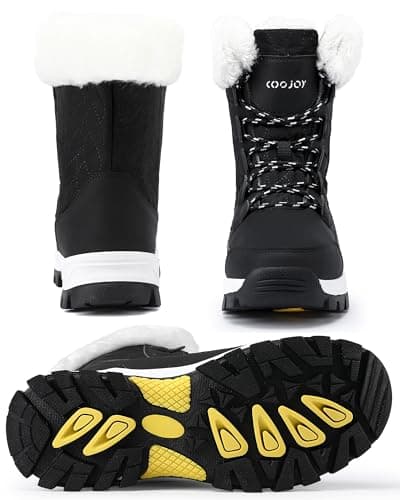 COOJOY Womens Waterproof Winter Snow Boots Warm Shoes Furry Mid Calf Lightweight Walking Hiking Booties