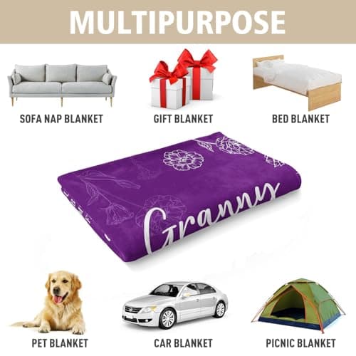 Gifts for Granny, Grandma Birthday Gift from Grandkids, to My Granny Grandma Throw Blanket for Christmas GiltGlimmer Granny Gifts for Grandma, Granny Floral Blanket 50" x 60" B0DHSP946G