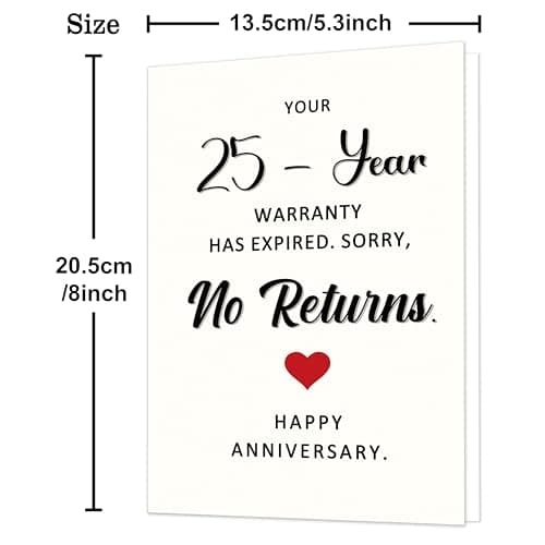 Funny 25 Year Wedding Anniversary Cards Gifts for Husband Wife Couples, 25th Anniversary Cards for Women Men 25th Anniversary Card, 25 Year Anniversary Card Gifts for Him Her B0FVTM98WX