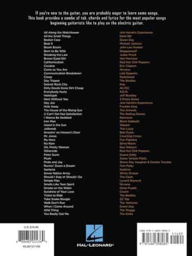 First 50 Songs You Should Play on Electric Guitar | Rock Guitar Tab Songbook for Beginners and Intermediate Players | Learn Classic Rock Riffs Solos and Chords from Nirvana Metallica Queen and More
