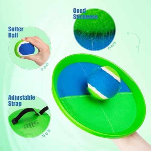 PlayZap Toss and Catch Ball Set Ultra Sturdy ABS - Valentine Gift for Toddlers Kids Teens Boys Girls 3-5 5-8 8-13+ Yrs - Baseball Toy Indoor Outdoor Yard Game & Beach/Pool Toy Set 4 Pack