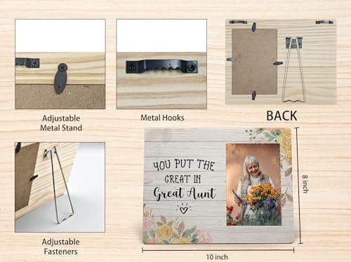 Great Aunt Picture Frame, Mothers Day Gifts for Auntie, Gifts from Niece Nephew, You Put the Great in Greataunt Wood Photo Frame for 4x6 Photos