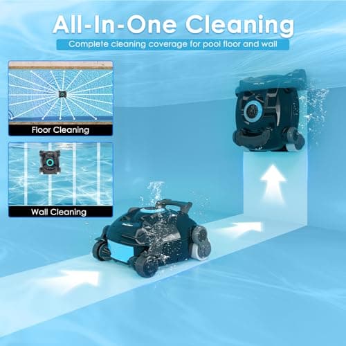 Cordless Robotic Pool Cleaner, Wall Climbing, Lightweight, Extended Battery Life, 8L Large Capacity, Advanced Dual-Motor, X1 Auto Pool Vacuum for Inground & Above Ground Pools Up to 1100 Sq.Ft, Blue