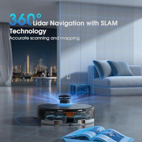 Robot Vacuum and Mop, 3-in-1 Robotic Vacuum Cleaner with 70-Day Self-Emptying Base, 360° LiDAR Navigation, Smart Mapping & Auto-Return, 6000Pa Strong Suction for Pet Hair, Carpets & Hard Floors