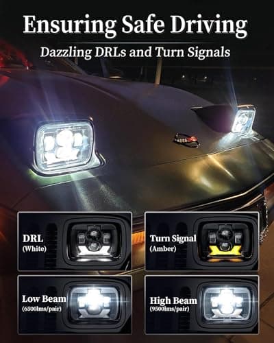 HWSTAR New 180W 1000% Bright H6054 5x7 7x6 Led Headlights Compatible with Jeep Cherokee XJ Wrangler YJ Emark DOT Anti-glare Turn Signal Hi/Low Sealed Beam Ford Chevy GMC Toyota Nissan van pickup etc