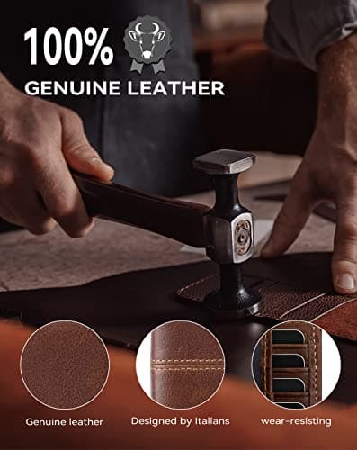 Swallowmall Leather Wallet for Mens Genuine Leather RFID Blocking Bifold Wallets with 1 ID Window 15 Card Slots