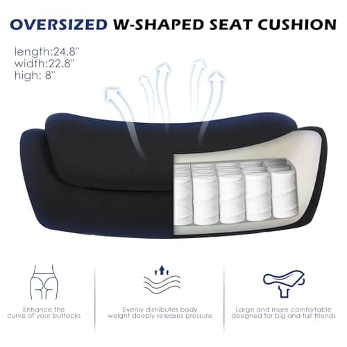 BOSMILLER Big and Tall Office Chair with Wide Thick Seat Cushion for Heavy People,700lbs Ergonomic Mesh Desk Chair with Adjustable Lumbar Support and Armrests for Adults Sitting All Day