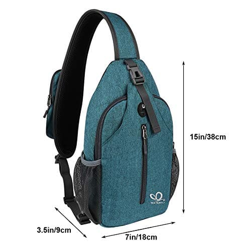 WATERFLY Crossbody Sling Backpack Sling Bag Travel Hiking Chest Bags Daypack (Teal blue) B07WNM894Y