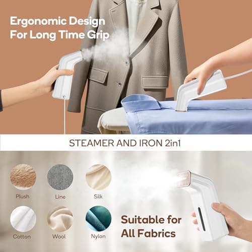 Travel Steamer For Clothes,100V-240V Dual Voltage Steamer & Iron 2 In 1,Integrated 170ml Tank 25s Fast Heat-Up,1.2lbs Portable Fabric Iron,Handheld Steaming Wrinkles Remover For Garments(In 4 colors)