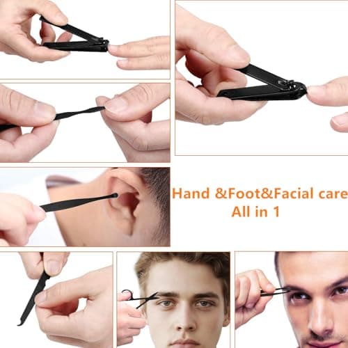 Manicure set Men Personal Care Tools Accessories Finger and Toe Nail Clippers Kit Professional Manicure Pedicure Kit With Travel Case Nail Grooming Kit Present for Men Husband Boyfriend Parent