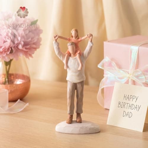 Hand-Painted Shoulder-Ride Sculpture in Gift Box for Father's Day, Birthdays, Christmas, Weddings and Home Display Storieme Father Daughter Figurine, Gift for Dad Birthday from Daughter B0F8V8VJNH
