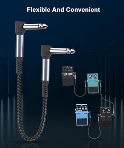 Elebase Guitar Patch Cables 6-Inch 3-Pack,6.35MM Effects Pedal Board Cord,1/4 Right-Angle Nylon Braided Instrument Audio Cable,Pedalboard Connector TS Copper Wire for Amp/Amplifier,Mixer,Electric Bass