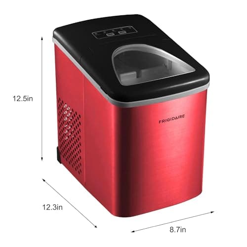Frigidaire Counter top Portable, 26 lb per Day Nugget Ice Maker Machine (Red Stainless Steel)
