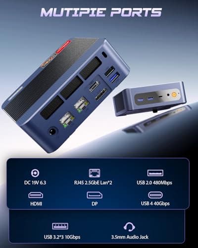 BOSGAME P3 MIX Mini PC, Mini Desktop Computer with AMD Ryzen 5 7640HS (up to 5.0 GHz), 16GB DDR5, 512GB PCIe SSD, 4K Triple Display, USB 4.0, Dual 2.5G LAN & Wi-Fi 6E & BT5.2, for Home, Office, Gaming