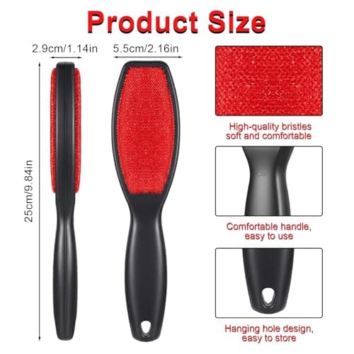 3 Pack Lint Brushes for Clothes, Double-Sided Lint Remover Brush, Reusable Pet Hair Remover, Sheet and Carpet Cleaning Brush for Clothes Sheet Carpet Furniture Fabric