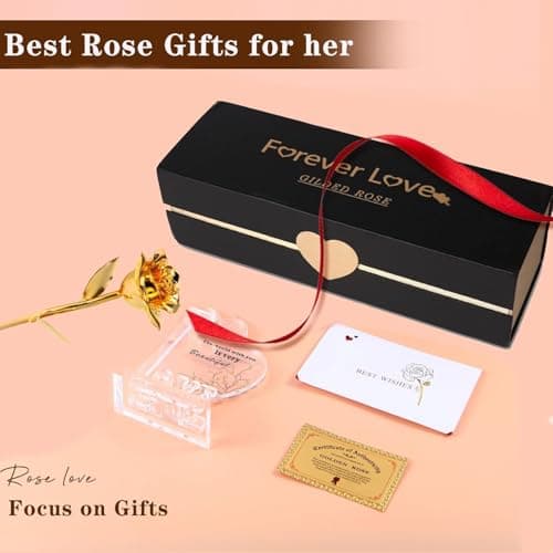 Gold Rose 24K Plated Gold Dipped Rose,Genuine One of a Kind - Forever Flower -Preserved Rose,Romantic Gift for Valentine's Day and Mothers Day, Anniversary, Birthday,Gifts for Her,Wife,Girlfriend B0GDLHD117