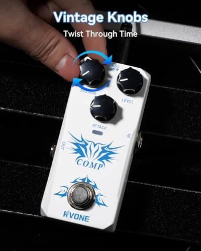 RVONE Analog Compressor Pedal Guitar/Bass, Studio-Grade Guitar Pedal Compressor, Guitar Effects Pedal for Electric Guitar Bass, True Bypass & Aluminum Case