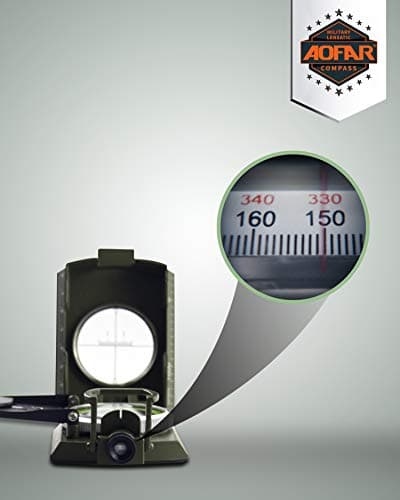 AOFAR AF-4074 Military Compass for Hiking,Lensatic Sighting Waterproof,Durable,Inclinometer for Camping,Boy Scount,Geology Activities Boating